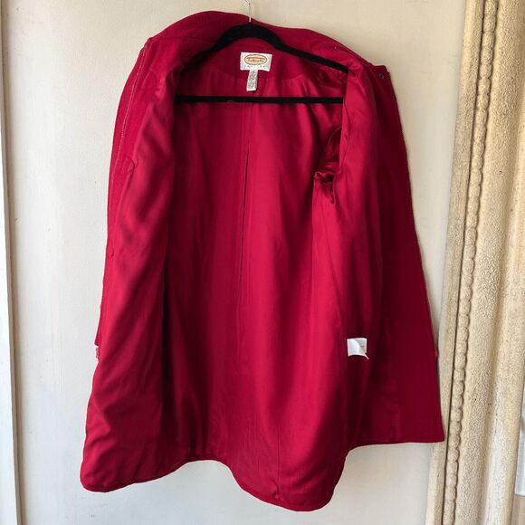 VTG Talbots Red Wool Duffle Coat Horn Toggle Jacket Lined Size M - Picture 5 of 10